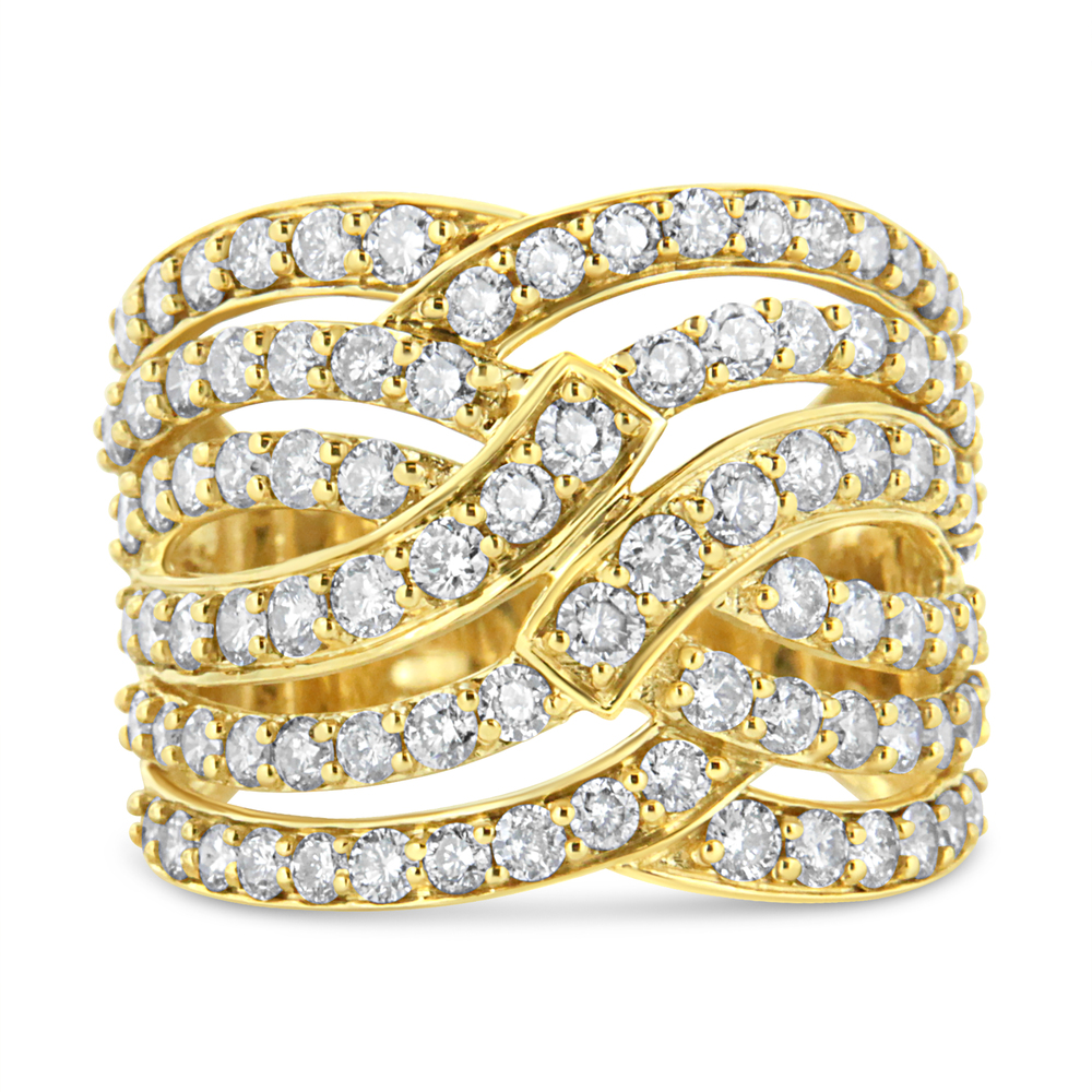 10K Yellow Gold 3.00 Cttw Diamond Multi Row